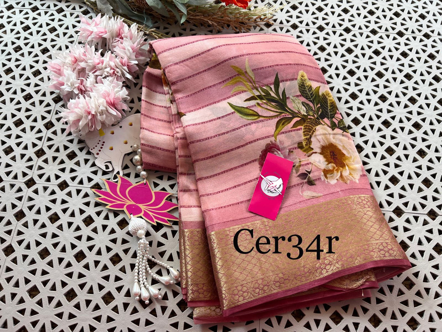 Chic Pink Traditional Soft Silk Saree With Digital Designs For Daily Use