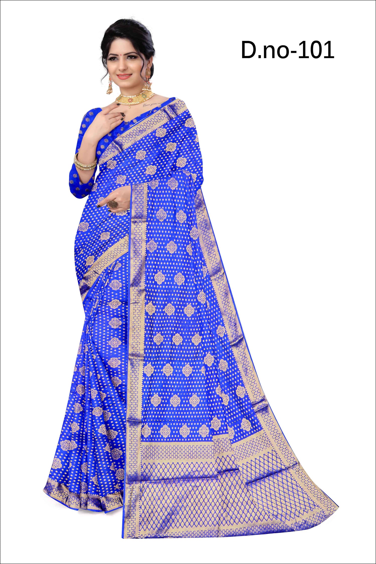Banarasi-Inspired Blue Silk Saree Zari Jacquard Weaving Work
