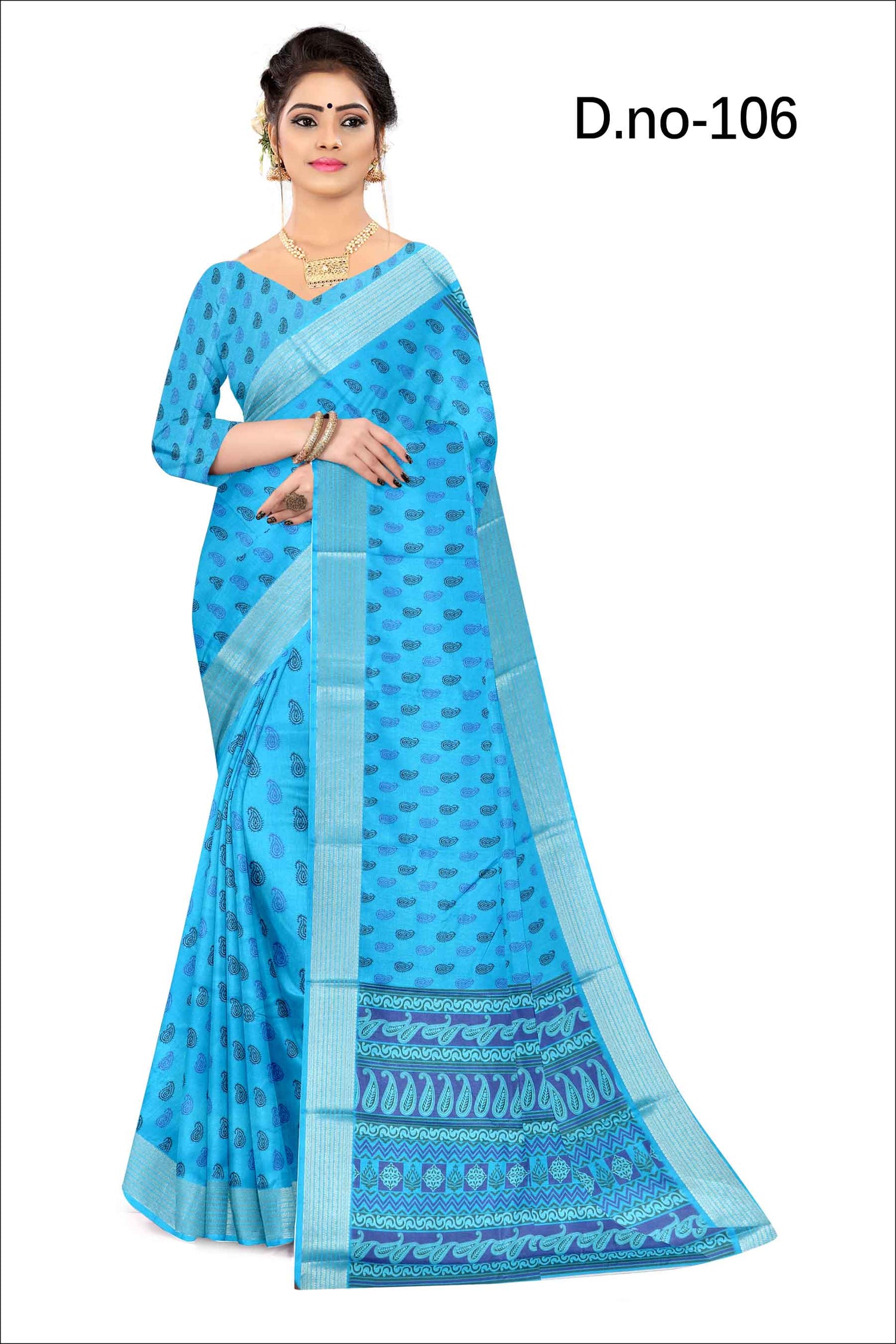 Blue Casual Wear Saree Fancy Silk With Traditional Prints