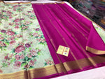 Soft Crepe Silk Saree With Digital Prints And Ornate Zari Border From Mysore