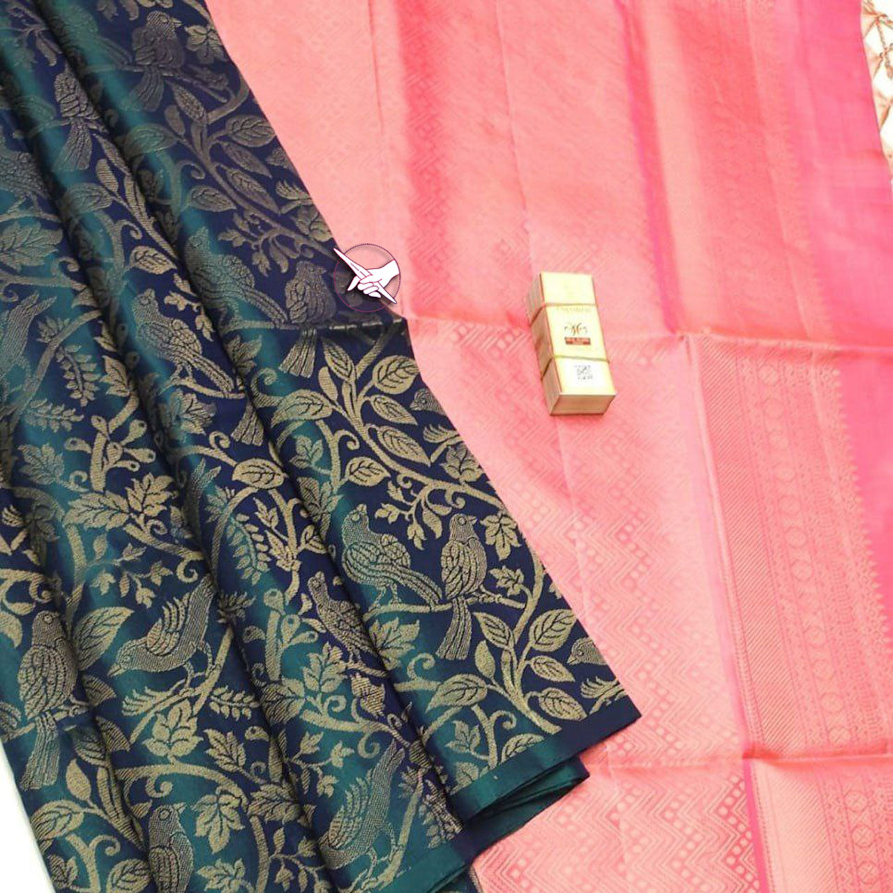 Rich Lichi Silk Saree Blue With South Indian Kanchipuram Inspiration