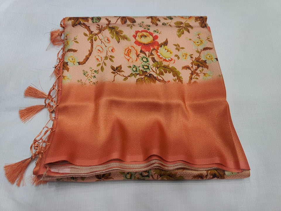 Digital Floral Printed Soft Silk Saree For Party Wear