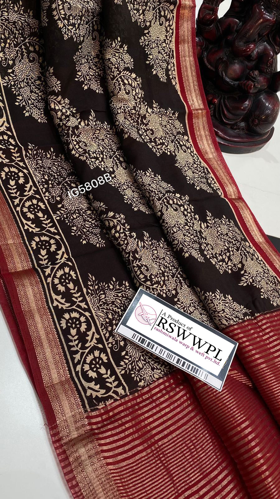 Gorgeous Black Dola Silk Saree With Assam Pattu Style Digital Print
