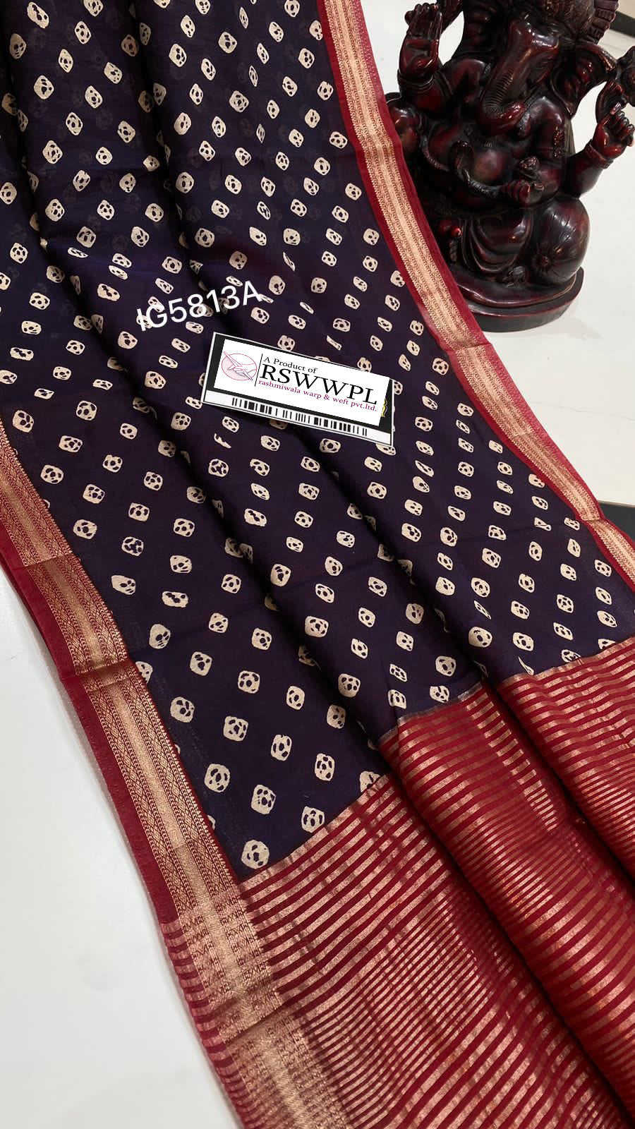 Radiant Blue Assamese Pattu Style Digital Print Saree In Dola Silk