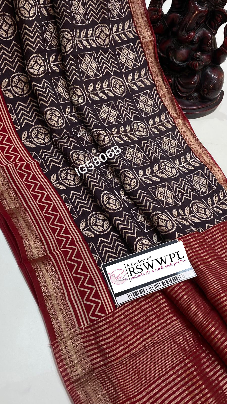 Blue Assam Pattu Silk Saree In Dola Weave With Contemporary Print