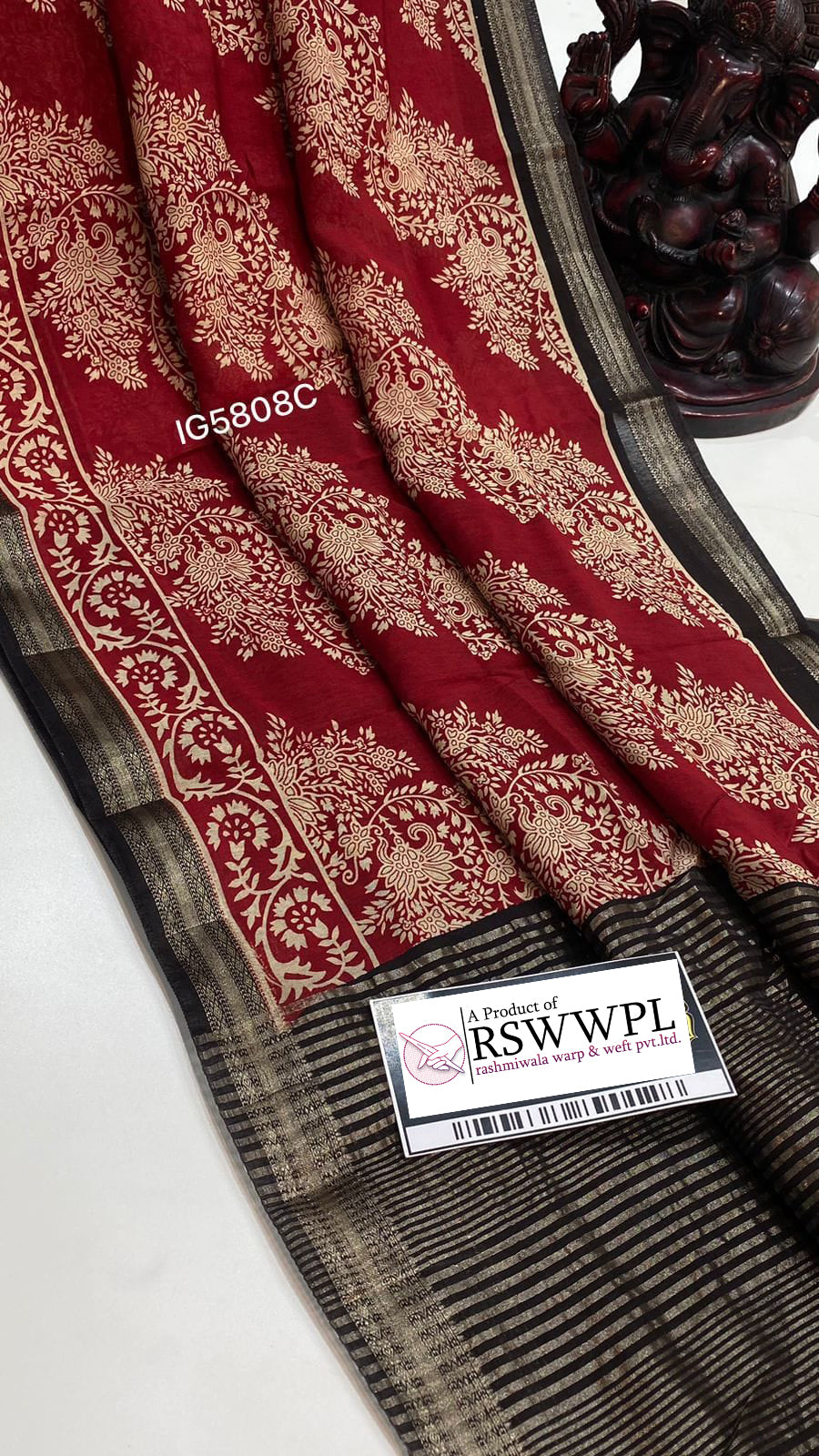 Lightweight Red Pattu Style Dola Silk Saree Digital Print Saree
