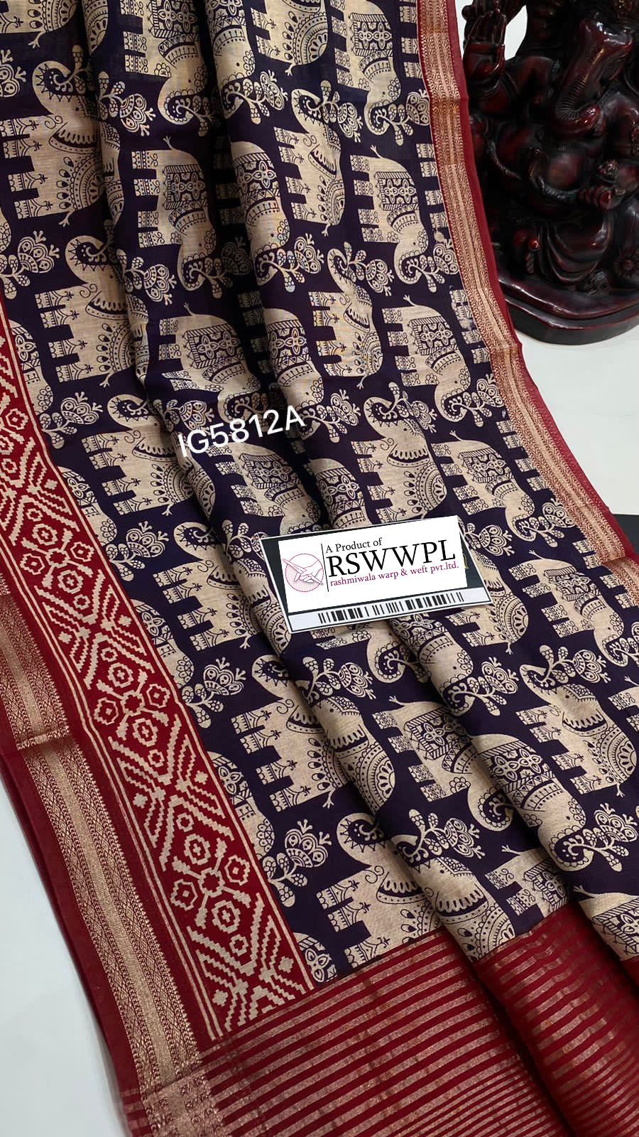 Majestic Blue Assamese Style Pattu Saree Digital Print Dola Silk