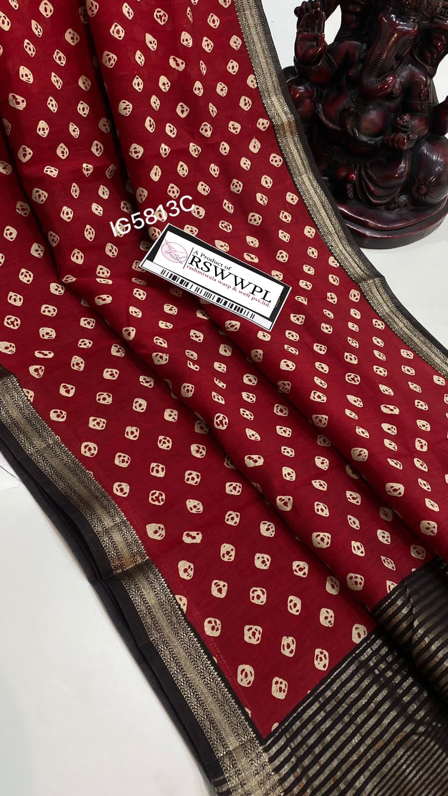 Handcrafted Look Red Assam Pattu Print Dola Silk Saree For Special Occasions