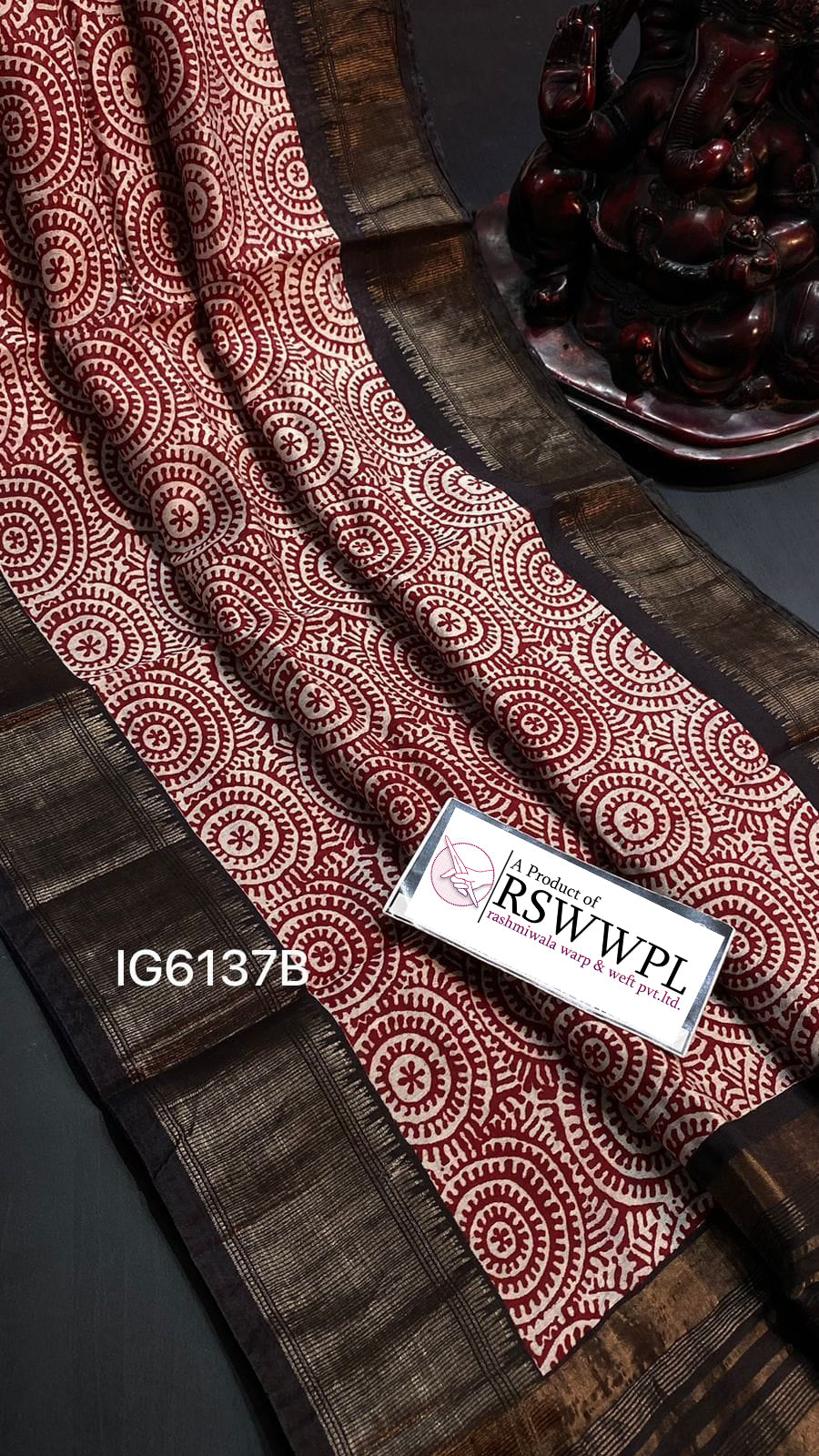 Premium Red Dola Silk Saree With Traditional Assam Pattu Print