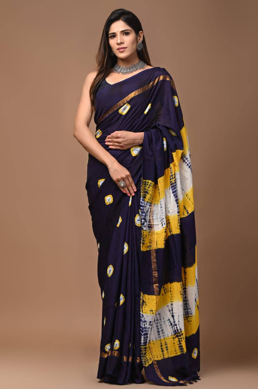Effortless Style Saree In Black Mulmul Cotton With Designer Blouse