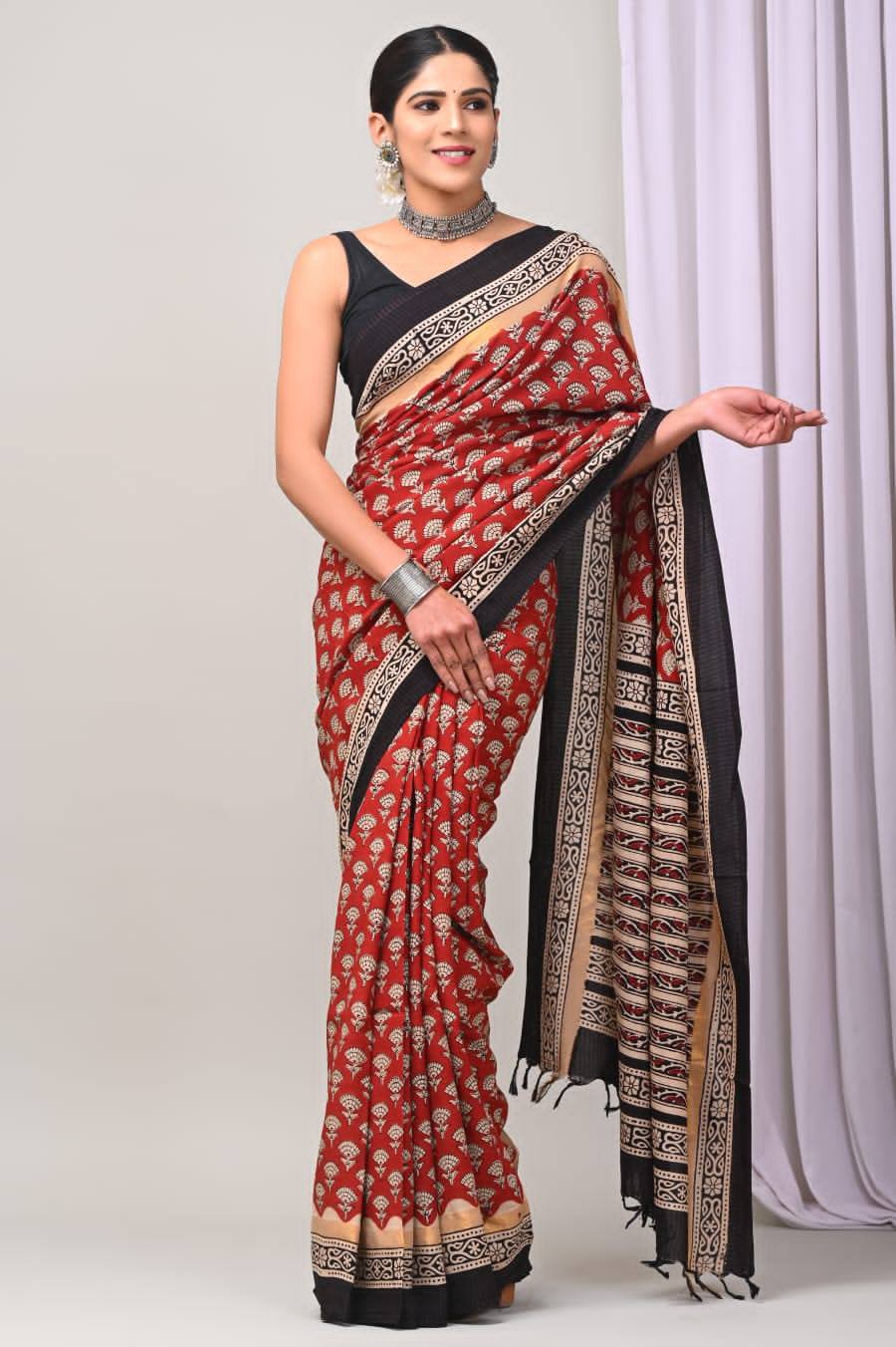 Ajrakh Sarees: Mulmul Cotton & Handcrafted Charm