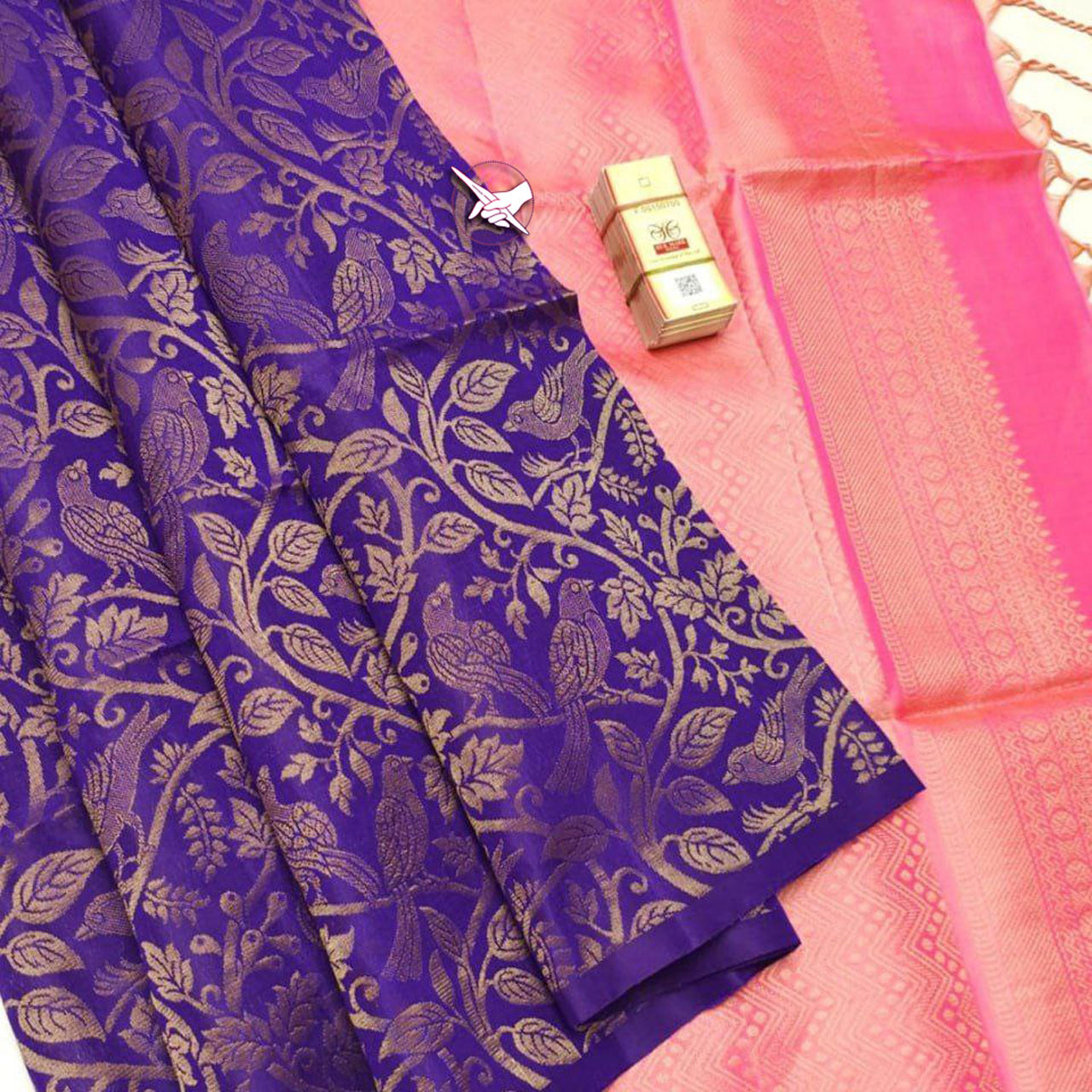 Cultural South Indian Saree Blue Lichi Silk With Soft Weaving Finish