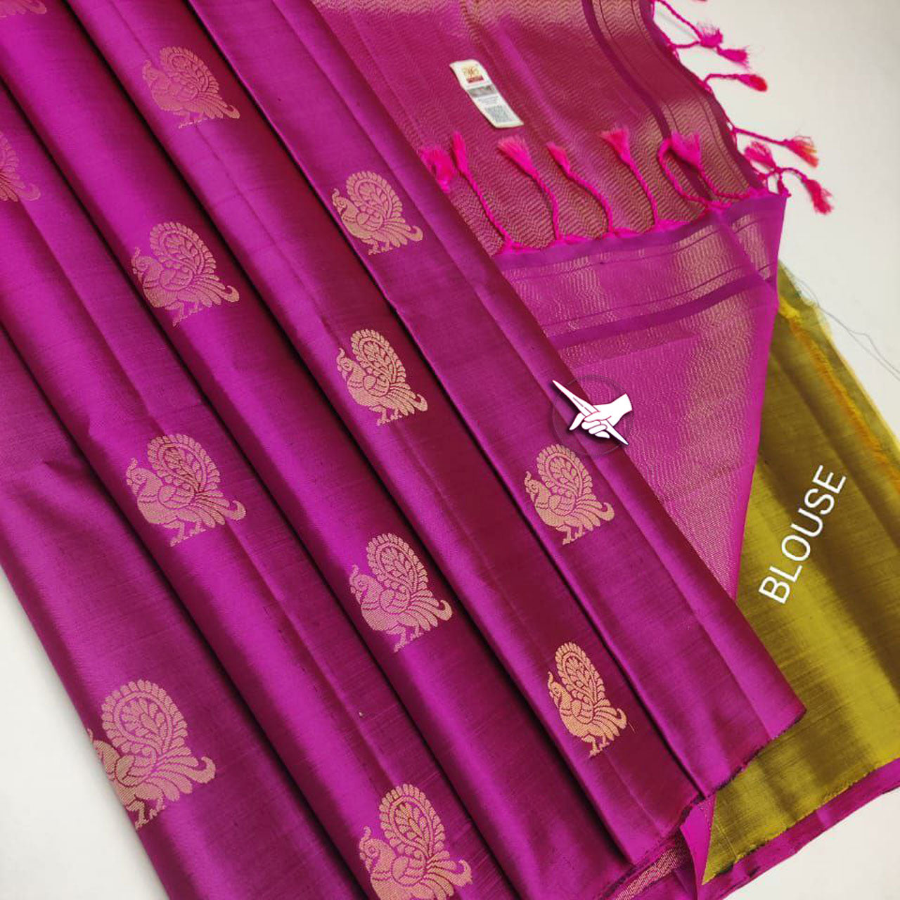 Heavy Weaving Kanchipuram Silk Saree Magenta Meenakari And Butta Artistry