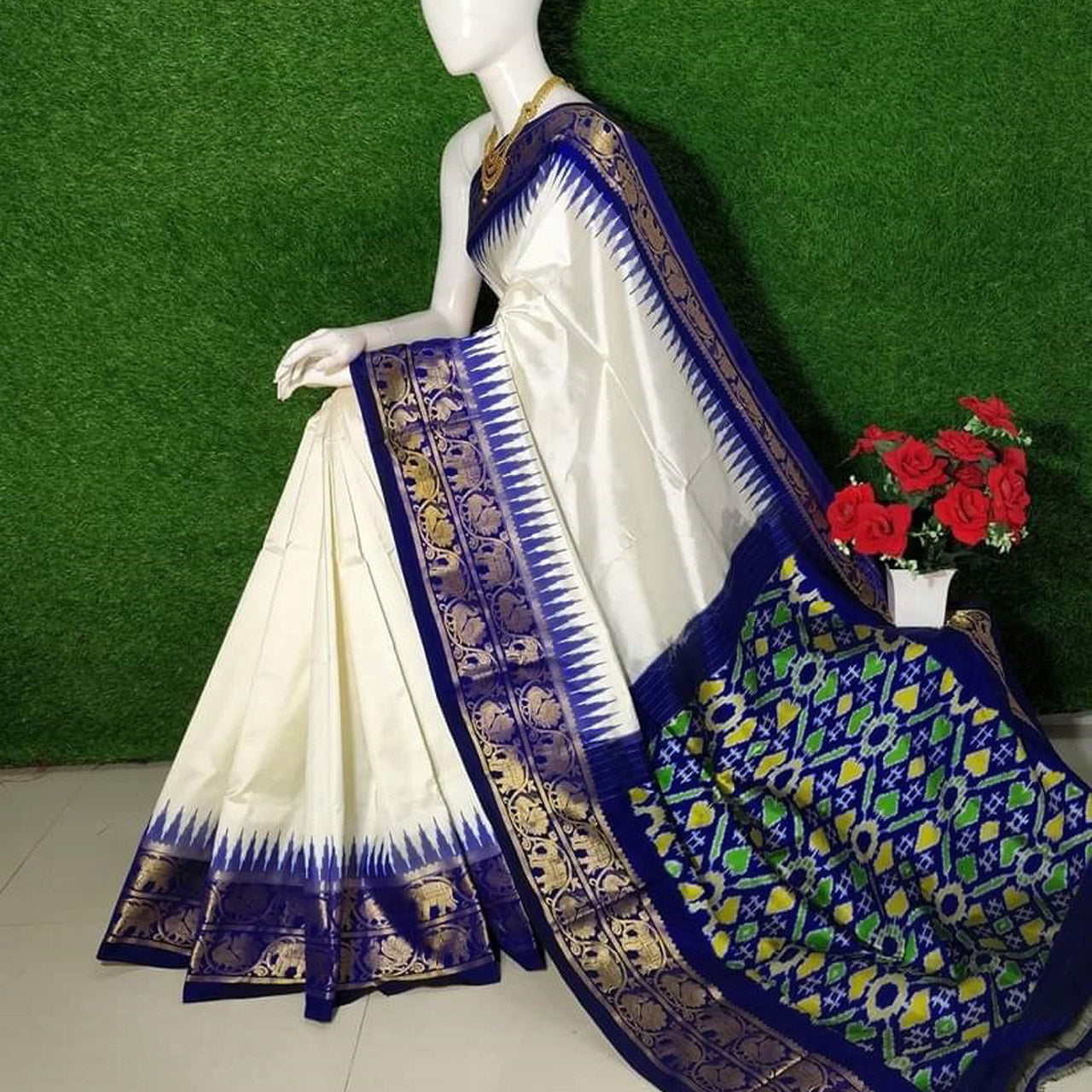 Refined White Plain Fancy Silk Saree Kanchi Zari Border And Patola Finish