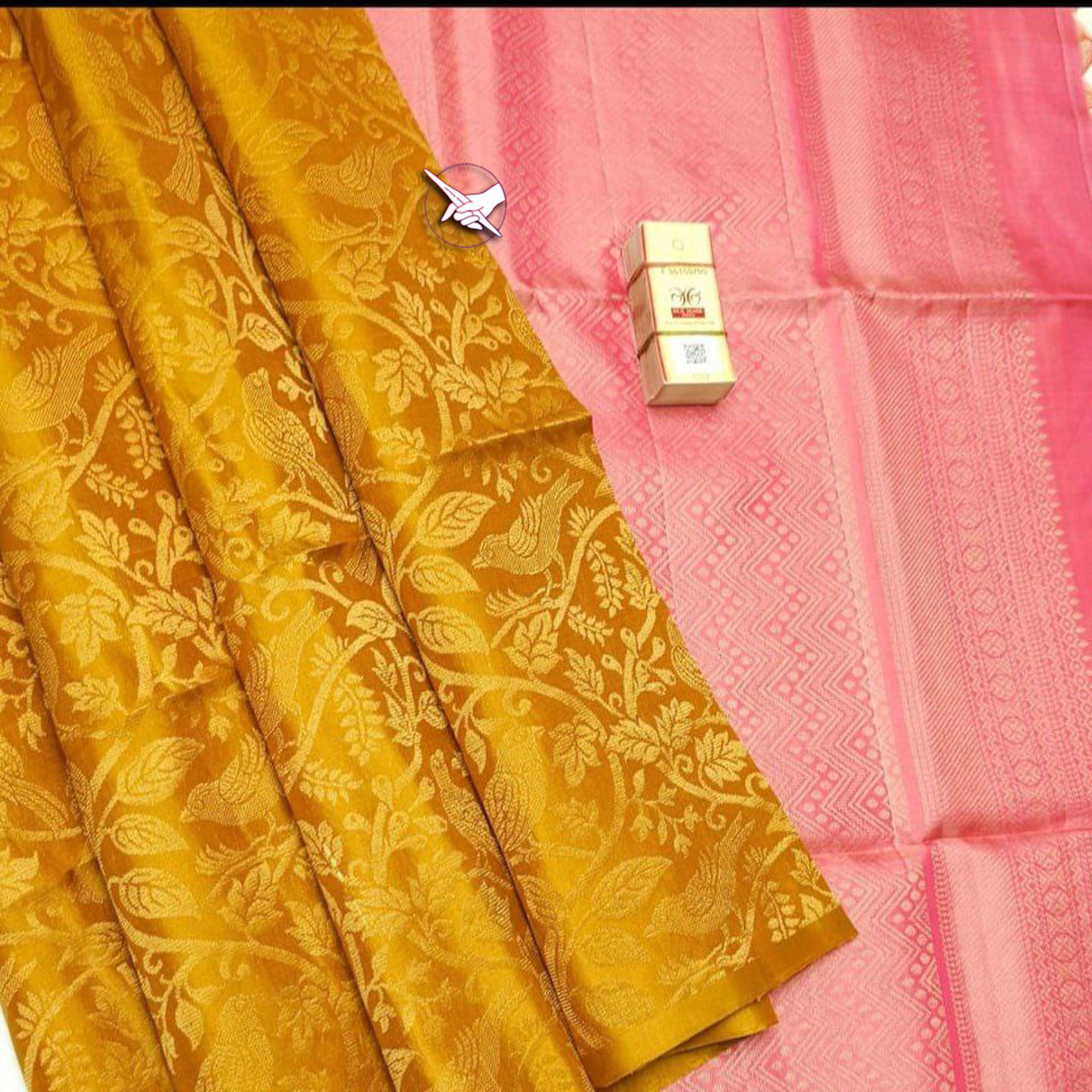 Luxurious Mustard Lichi Silk Saree Soft Weaving And Kanchipuram Style Charm