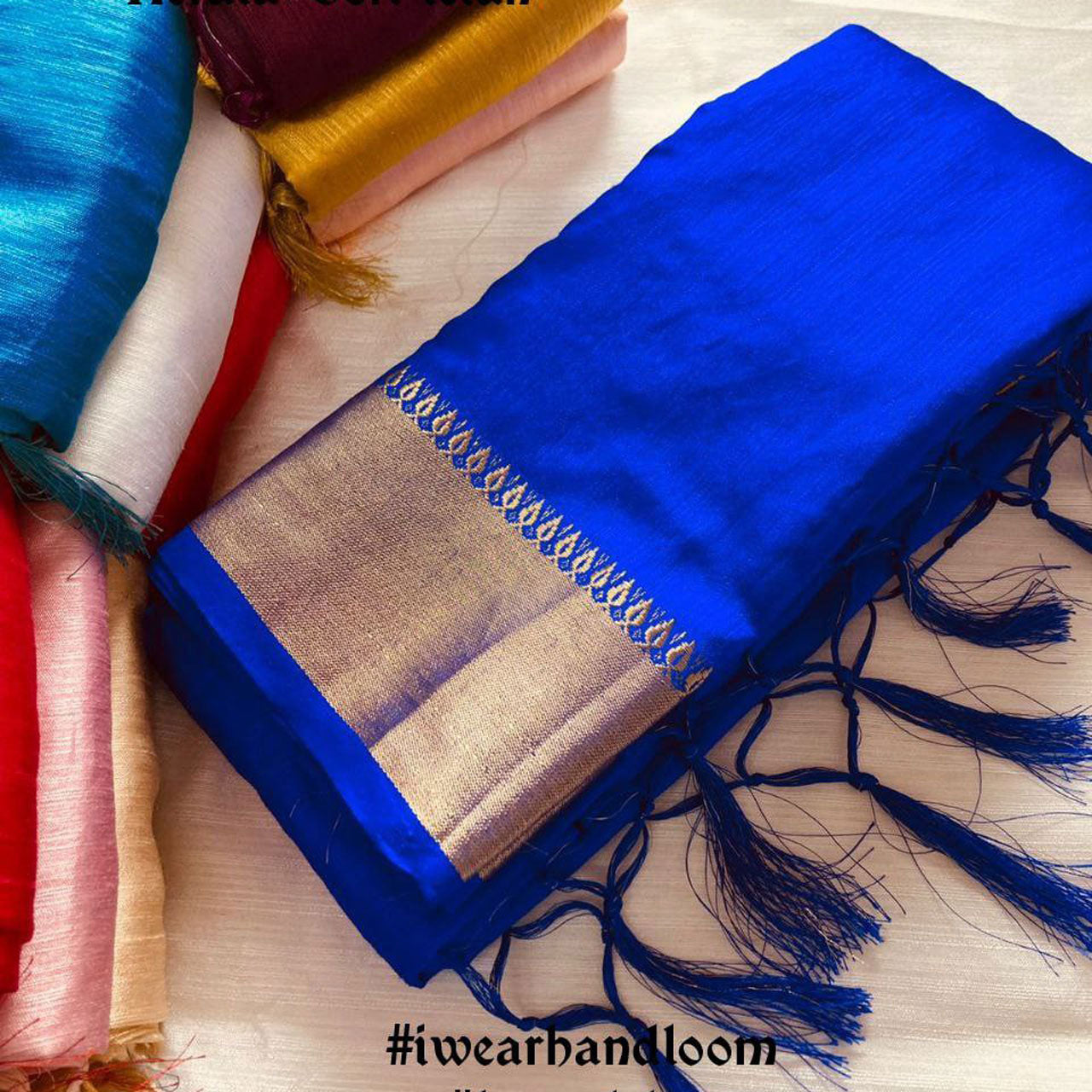 Authentic Blue Lelan Zari Work Saree Kerala Handloom Chiffon Silk Elegance