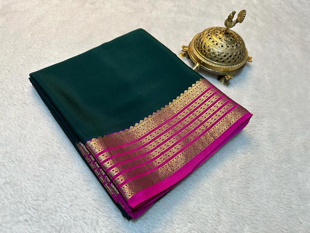 Beautiful Pure Mysore silk sarees having elegant contrast border