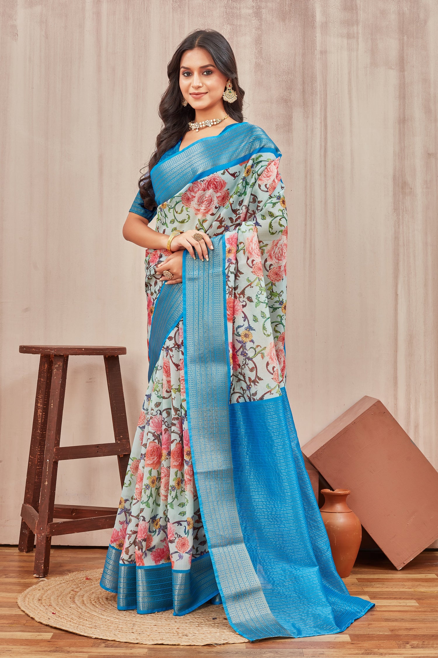 Everyday Ethnic Wear Mysore Crepe Silk Saree With Vibrant Digital Print Patterns