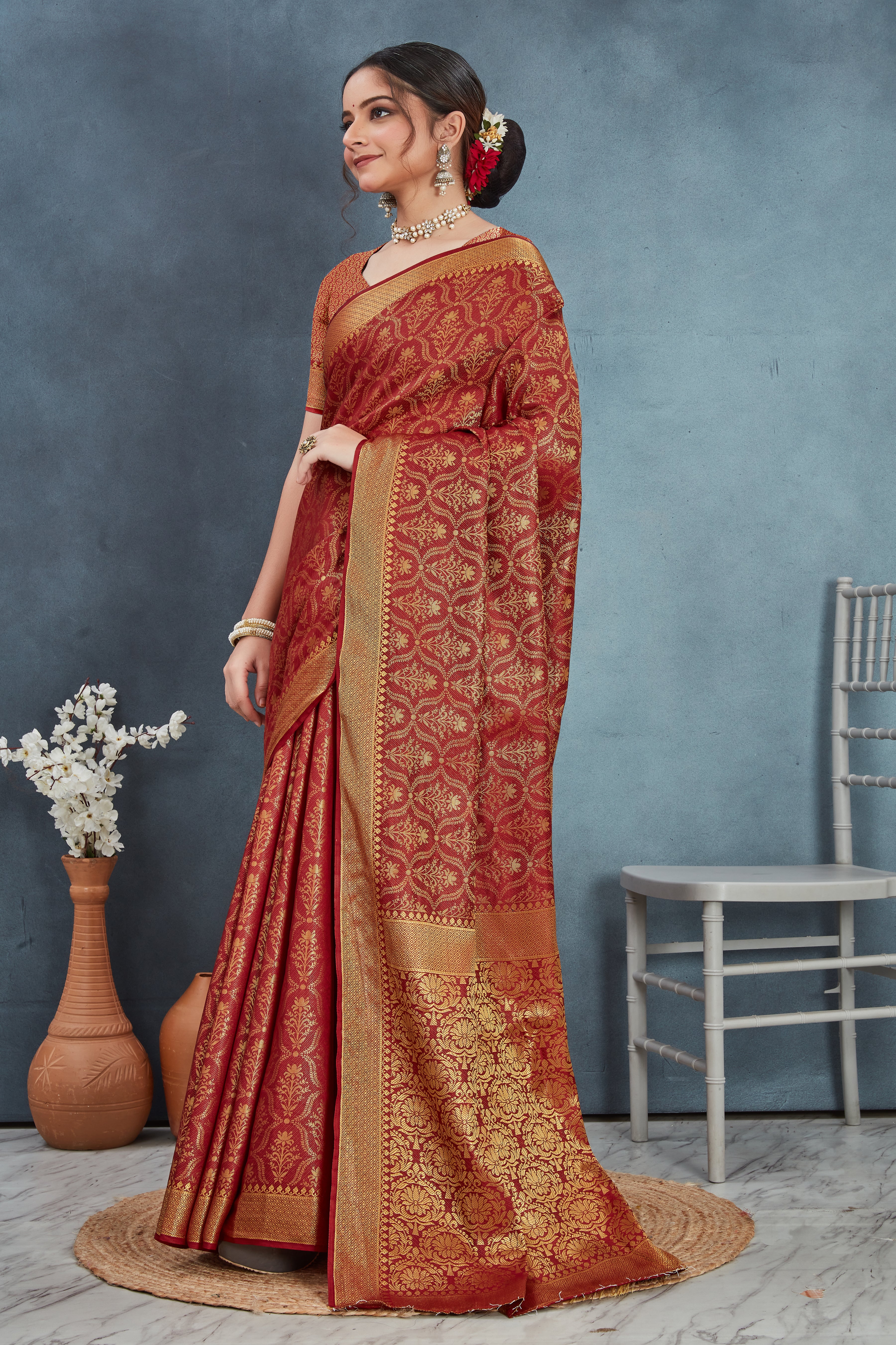 Elegant Mysore Brocade Silk Saree in Brown