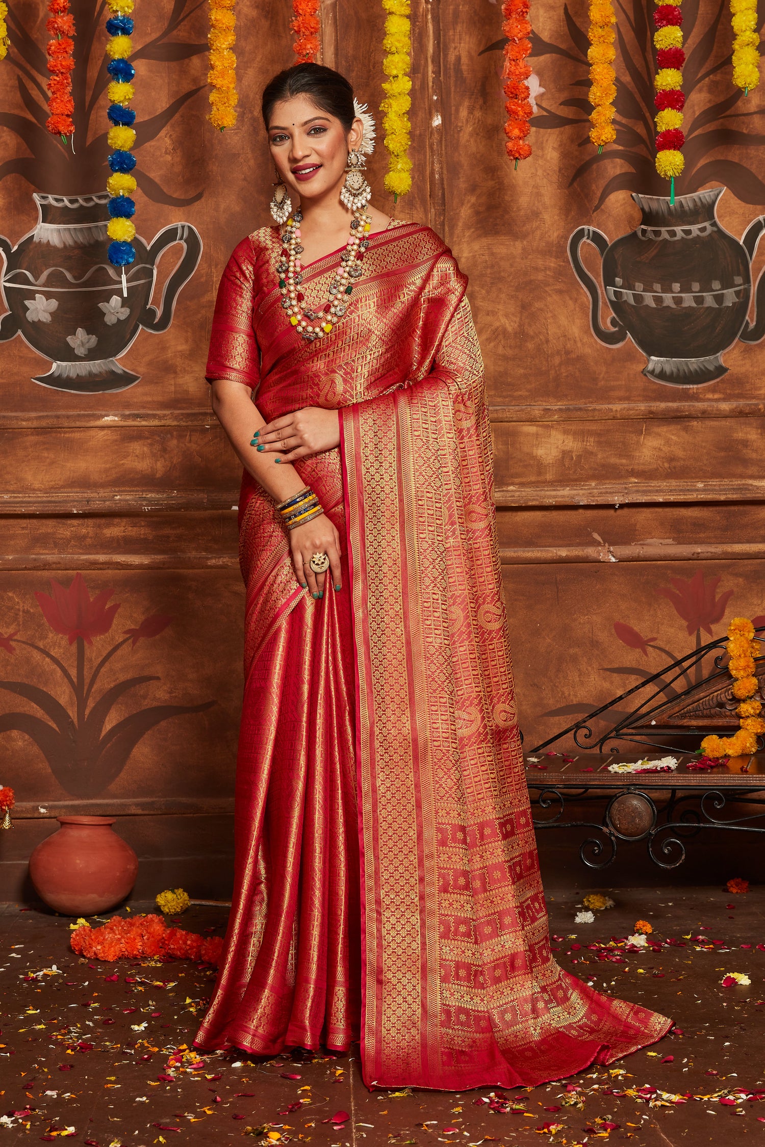 Mysore Silk Banarasi Brocade Saree With Blouse For Party And Wedding Use
