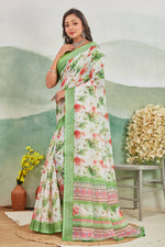 Casual Wear Saree Pure Linen With Printed Pattern