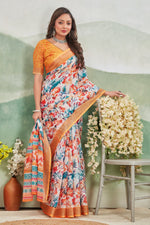 Heritage Inspired Printed Linen Saree Lightweight Traditional Look