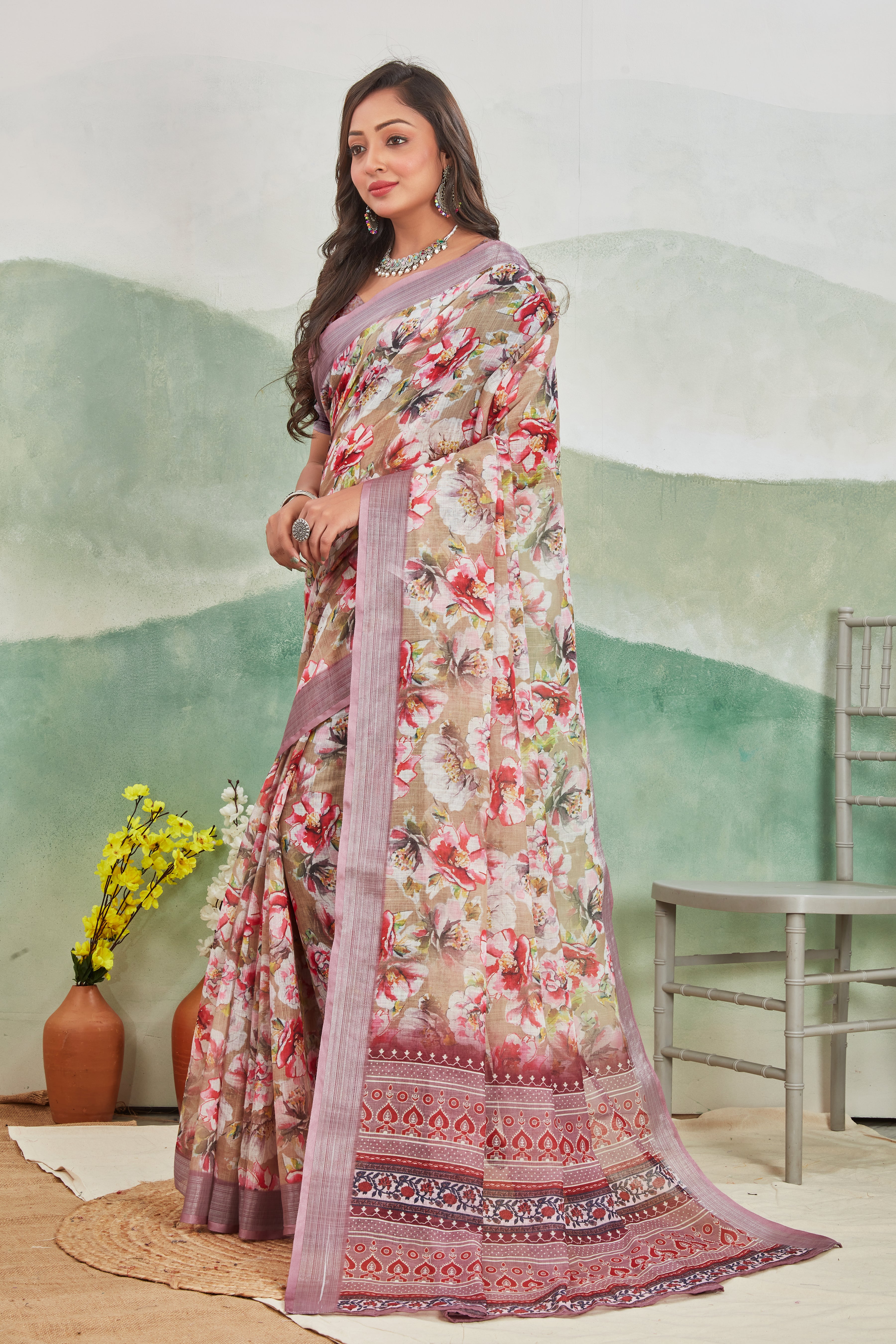 A Breath of Fresh Fashion: Digital Linen Sarees that Keep You Cool