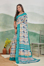 Rama Everyday Wear Saree Pure Linen With Soft Printed Design