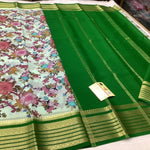 Mysore Crepe Silk Party Saree With Trendy Digital Prints And Zari Finish