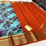 Stylish Pure Mysore Silk Crepe Saree With Printed Look And Zari Edging