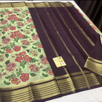 Digital Print Mysore Pure Crepe Silk Saree With Ethnic Zari Work