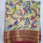 Designer Digital Print Pure Mysore Crepe Silk Saree With Zari Accents