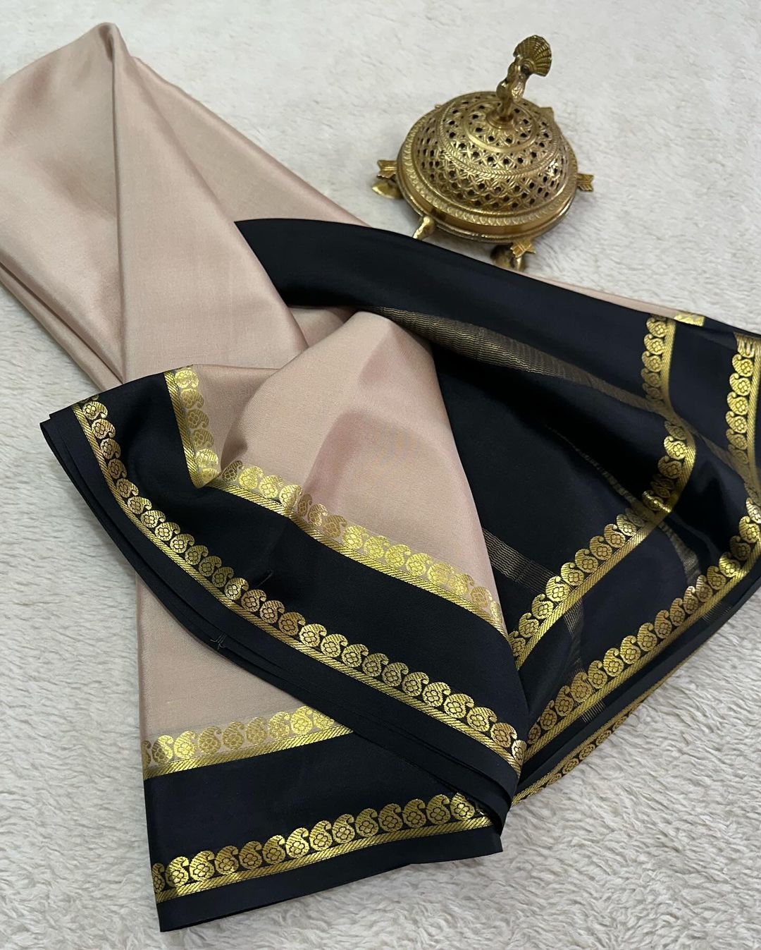 Designer Pure Mysore Silk Saree With Subtle Contrast Border Design