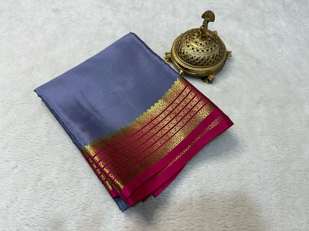 Beautiful Pure Mysore silk sarees having elegant contrast border
