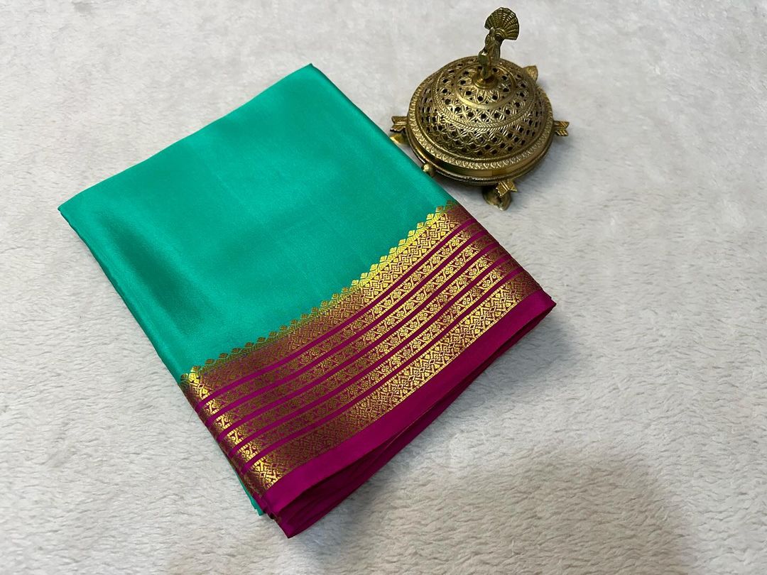 Beautiful Pure Mysore silk sarees having elegant contrast border