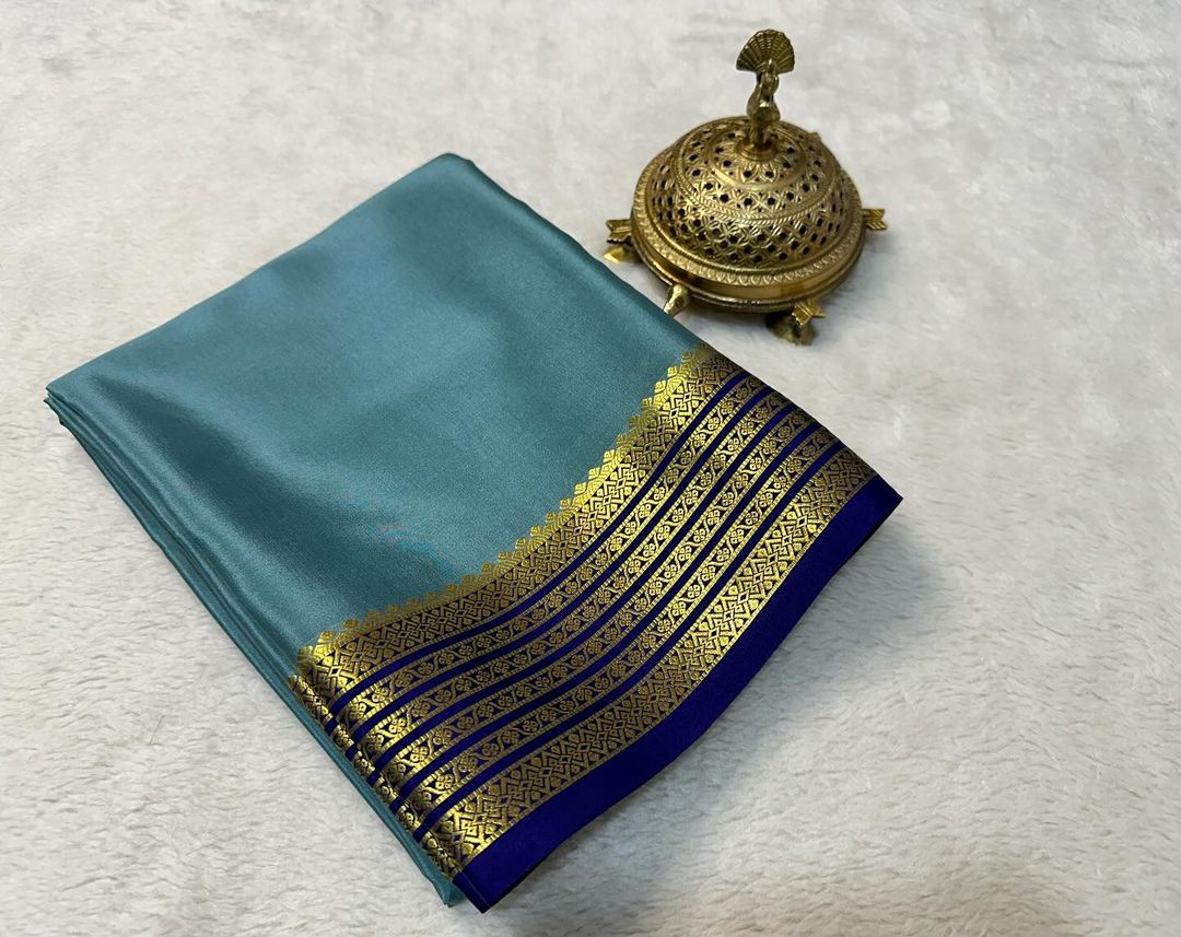 Beautiful Pure Mysore silk sarees having elegant contrast border