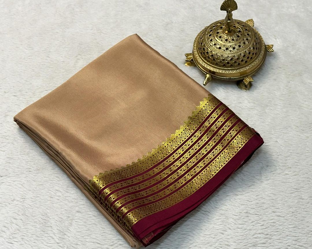 Pure Mysore Soft Silk Saree With Elegant Contrast Border Design