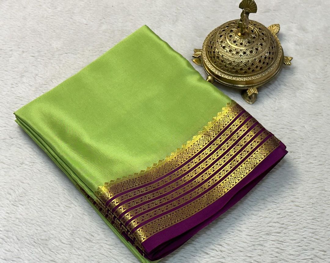Beautiful Pure Mysore silk sarees having elegant contrast border