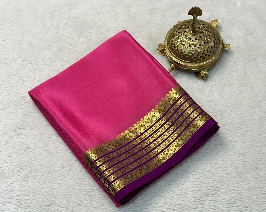 Beautiful Pure Mysore silk sarees having elegant contrast border
