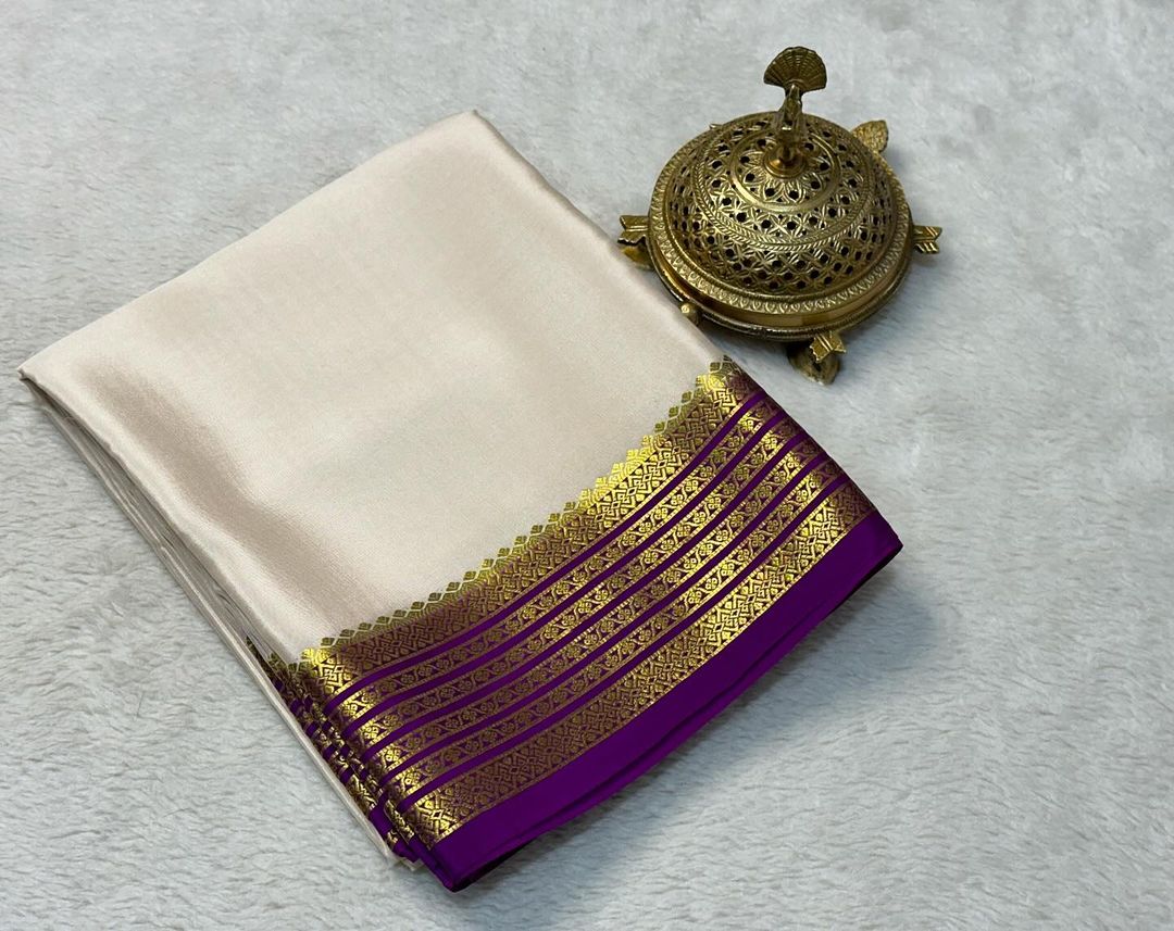 Traditional Mysore Saree In Pure Soft Silk With Rich Contrast Border