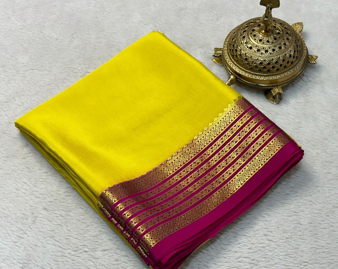 Beautiful Pure Mysore silk sarees having elegant contrast border