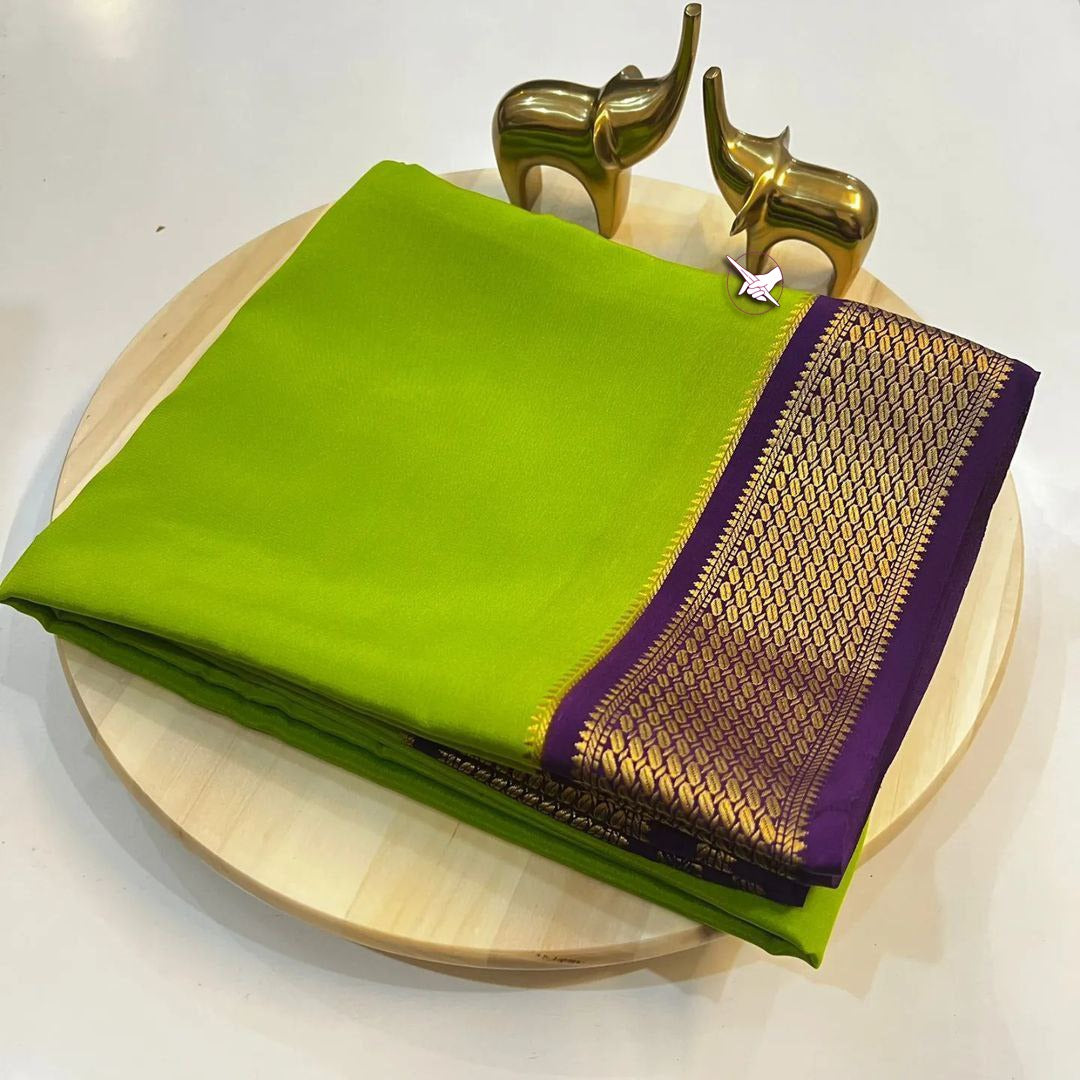 Beautiful Pure Mysore silk sarees having elegant contrast border
