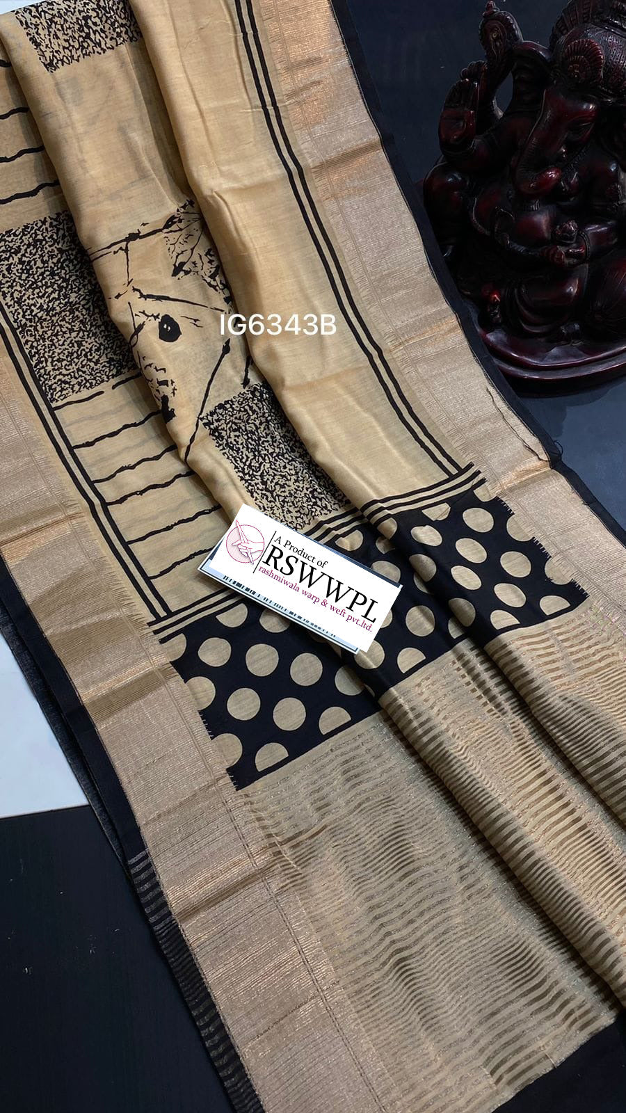 Stunning Brown Digital Print Saree In Soft Silk With Ikat Design