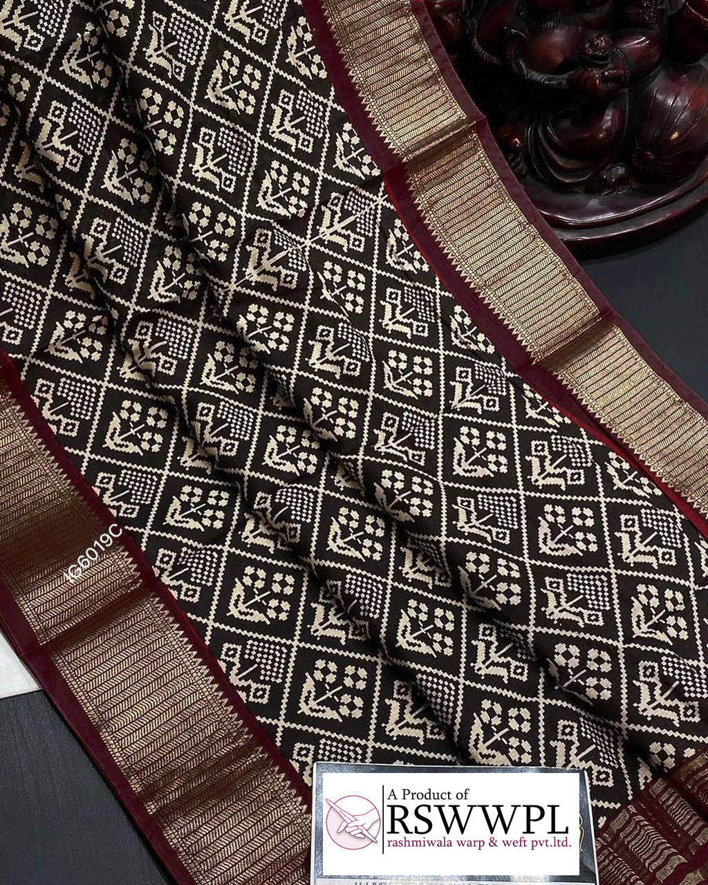 Designer Black Soft Silk Saree Digital Printed Assam Pattu Pattern