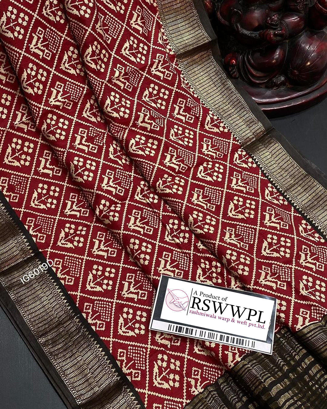 Elegant Drapes Red Assamese Pattu Print Soft Silk Saree