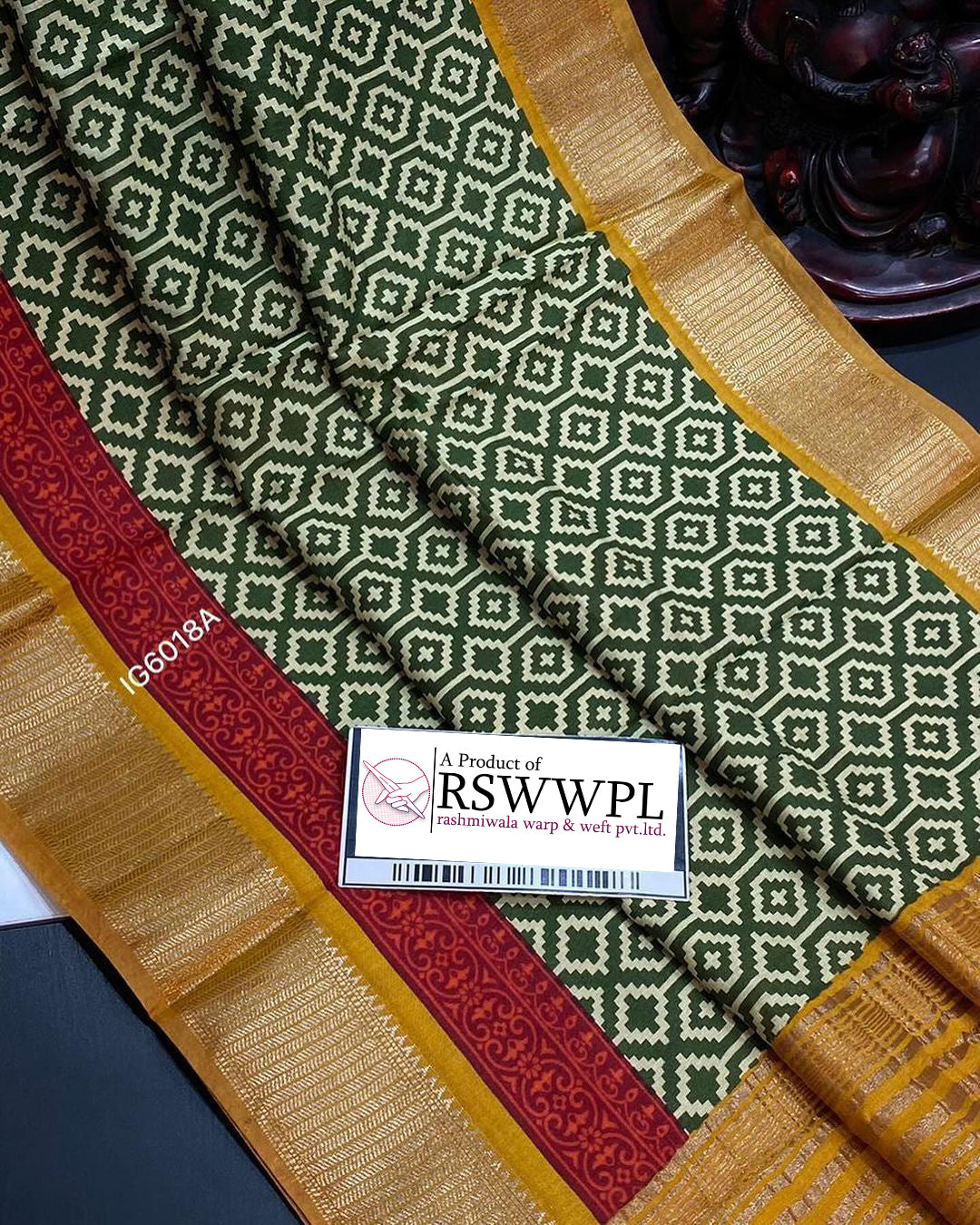 Gorgeous Drape Green Soft Silk Saree Assam Pattu Print Work