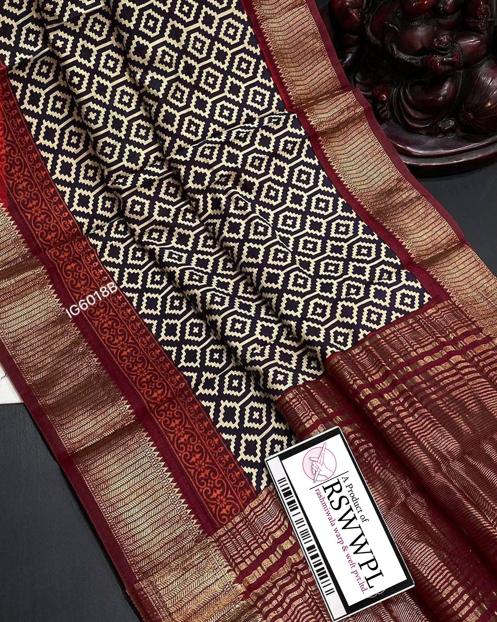 Timeless Red Assam Pattu Digital Print Saree In Soft Silk