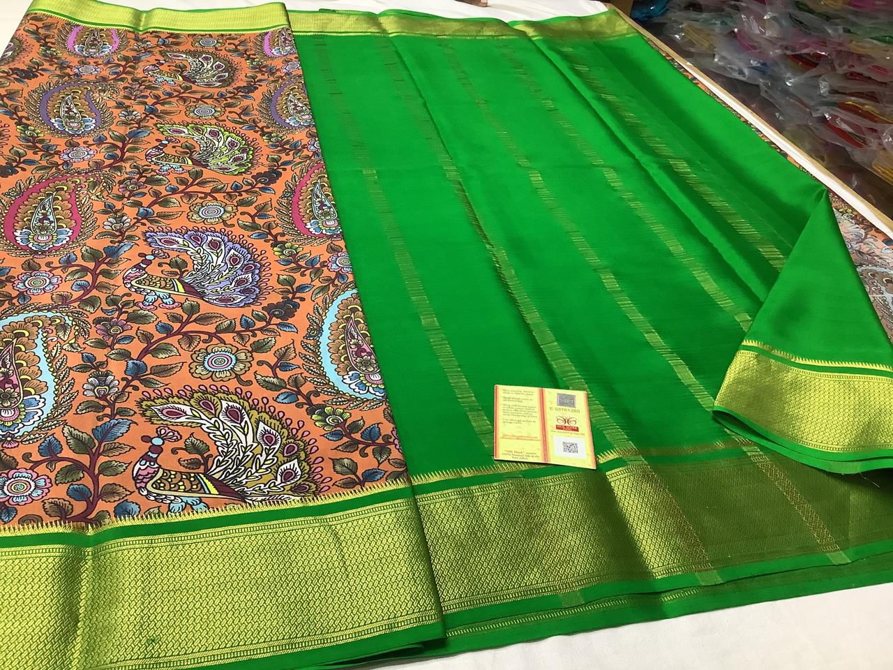 Festive Wear Mysore Crepe Saree In Silk With Stylish Digital Print And Zari Border