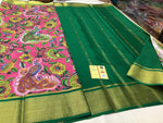 Elegant Digital Print Mysore Crepe Silk Saree With Contrast Zari Work