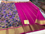 Premium Mysore Crepe Silk Saree With Zari Border And Ethnic Digital Print